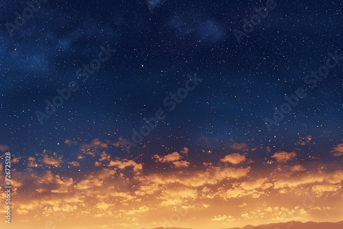 Starry Night Sky with Sunset Clouds