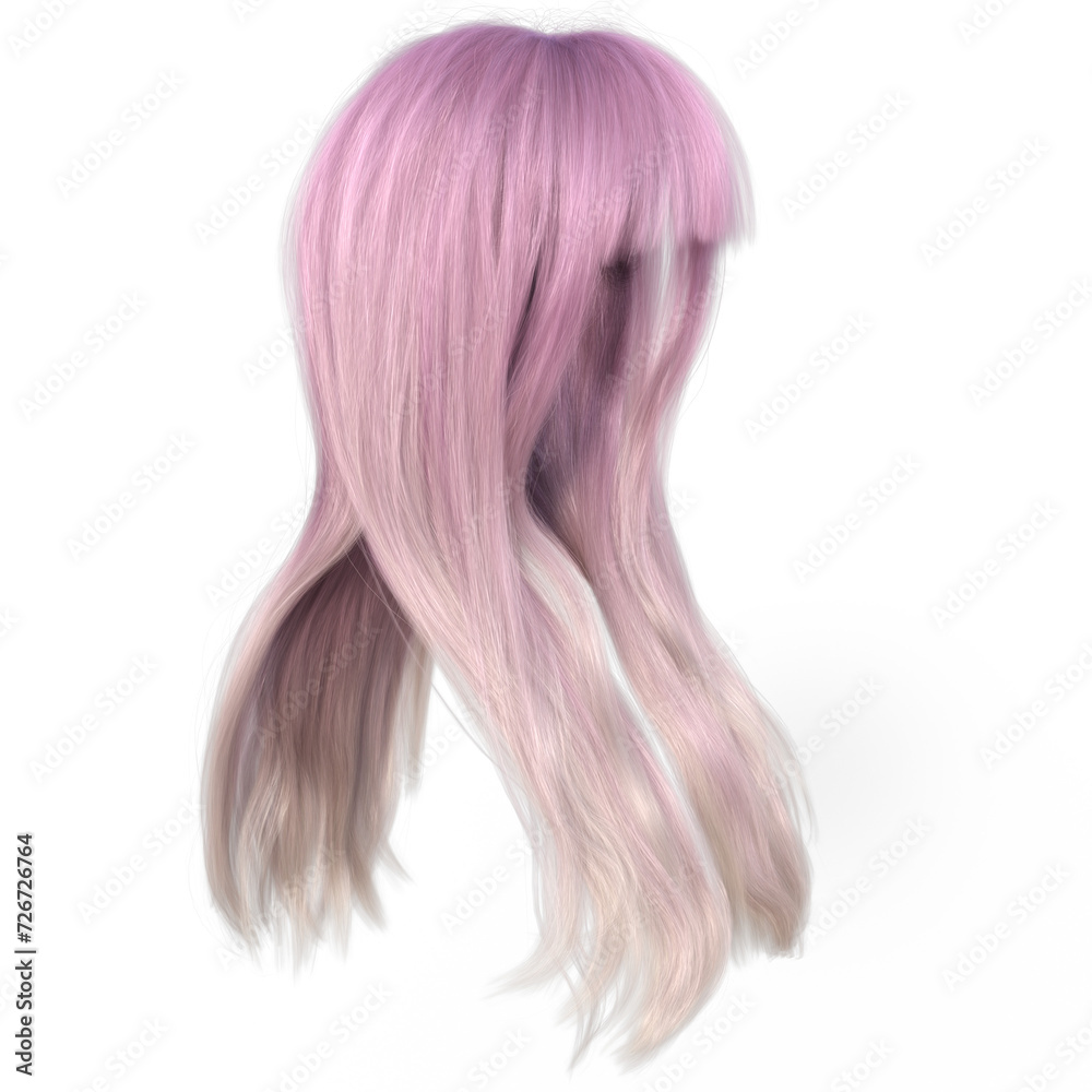 Naklejka premium 3D rendered hair overlays in pink and blonde 