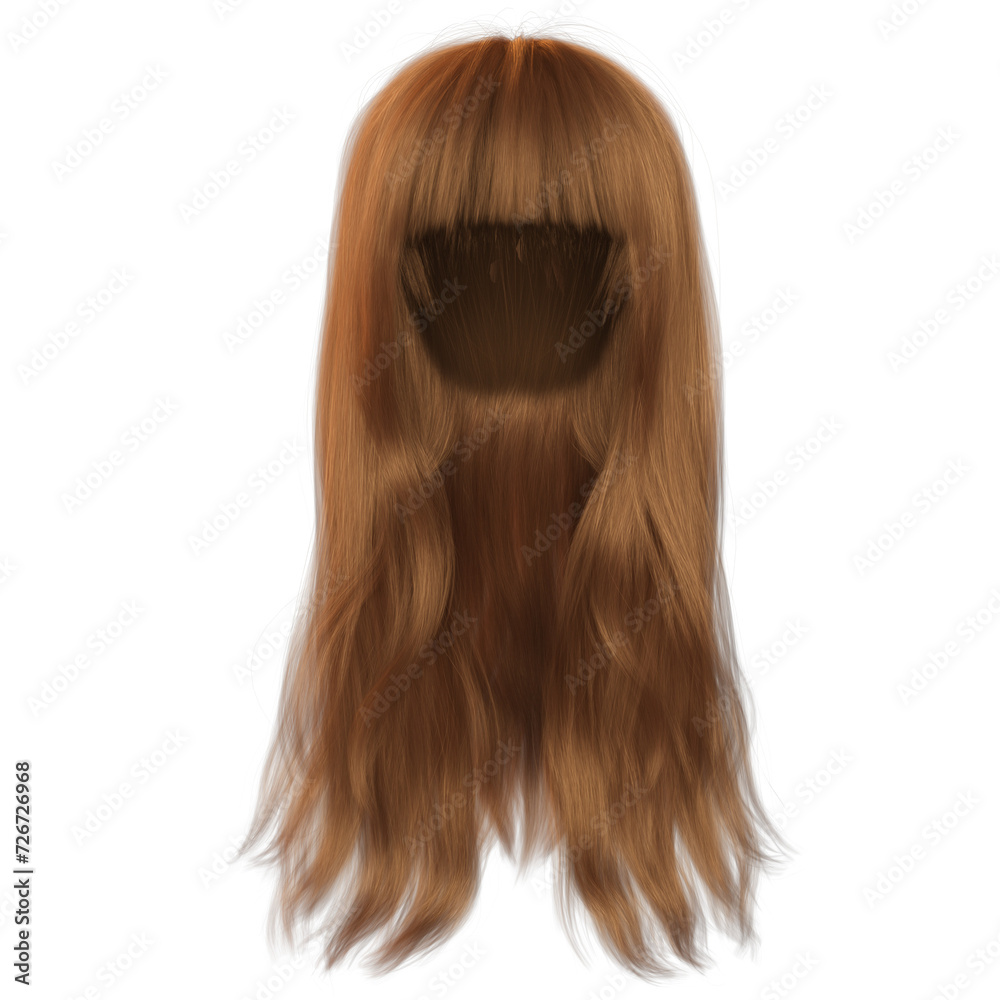 Fototapeta premium 3D rendered ginger long hair with bangs 