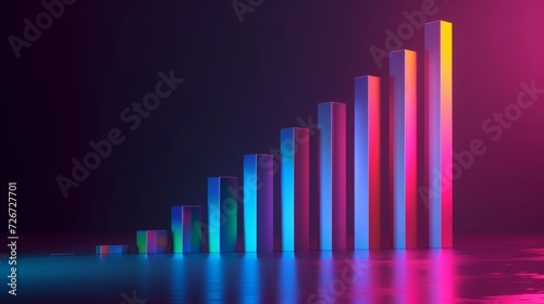 Abstract background with glowing bar chart. illustration. Eps 10. - Generative AI