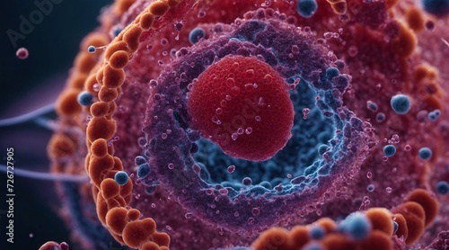 Microscopic close-up of a human mitochondrion. Generative AI. photo