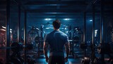 A focused, fit man lifts weights in a gym, showcasing strength and dedication to his fitness routine. Muscles flex with each controlled movement, embodying a commitment to well-being.