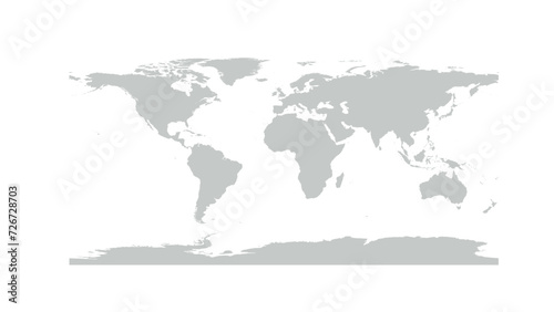 Simplified World Map in PlateCarree Projection  from -180 Longitude at left
