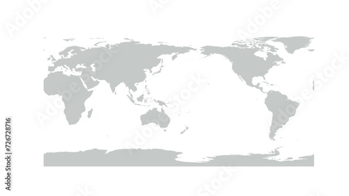 Simplified World Map in PlateCarree Projection  from -15 Longitude at left