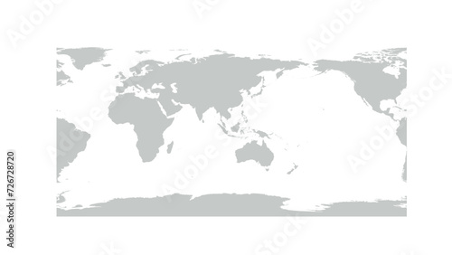 Simplified World Map in PlateCarree Projection  from -70 Longitude at left