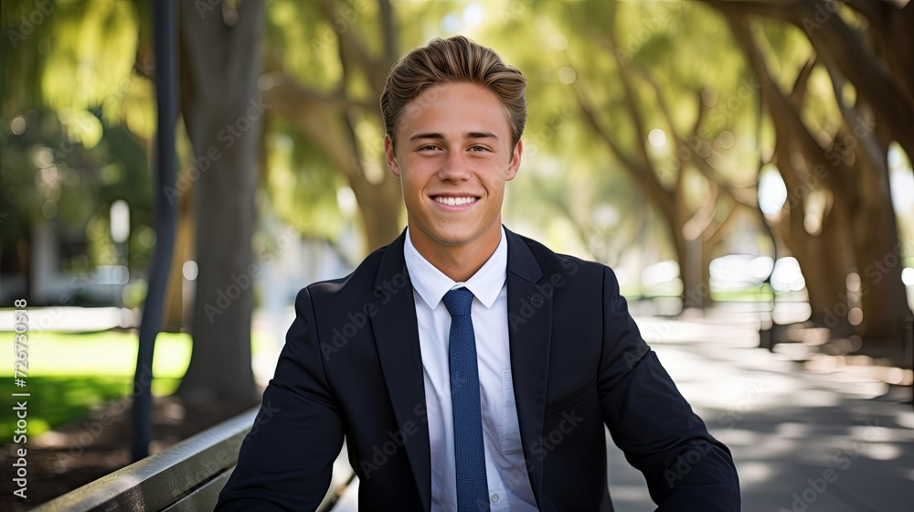 Man in a Suit and Tie Sitting on a Bench Man in a Suit and Tie Sitting on a Bench