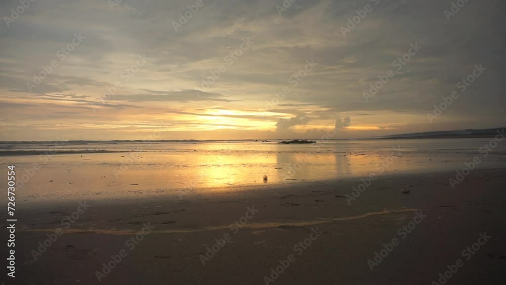 beautiful evening beach view before sunset with small waves on Cipatujah Tasikmalaya beach beautiful evening beach view before sunset with small waves on Cipatujah Tasikmalaya beach