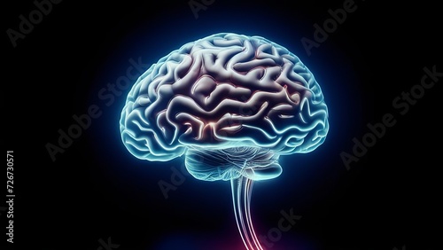 Hologram of the human brain on a dark background.
