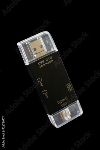 sd card reader on black background