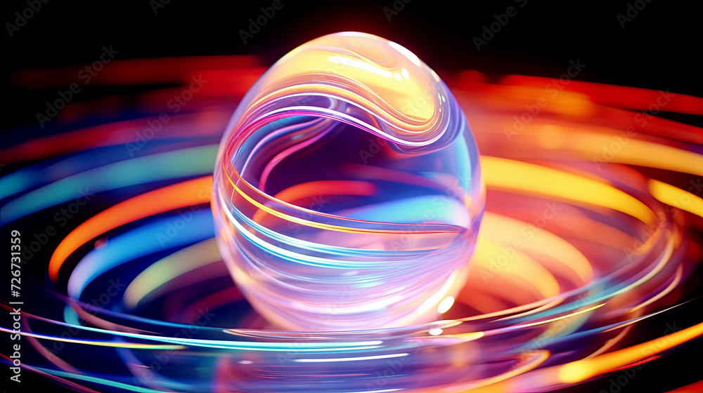glowing glass sphere in neon colors glowing glass sphere in neon colors