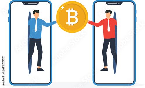 Bitcoin Transfer and money bank wallet invest to earn profit, Financial choice or alternative to make decision concept,
