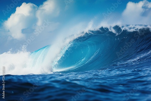 Huge blue wave in the ocean