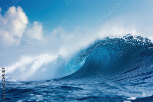 Huge blue wave in the ocean © Alina