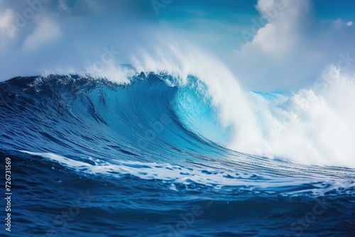 Huge blue wave in the ocean