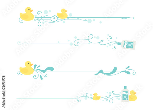 A set of baby bath time style dividers
