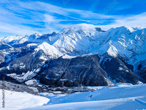 Skiing in Bellvue Saint-Gervais-les-Bains, Alps mountain, France. © Martin Valigursky