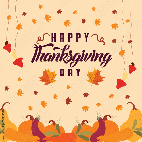 Happy Thanksgiving 2023  Wishes  images  greetings to share with family-friends. Autumn vector calligraphy text on retro background. Lettering typography poster. Top view. EPS included