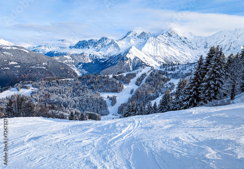 Skiing in Bellvue Saint-Gervais-les-Bains, Alps mountain, France. © Martin Valigursky