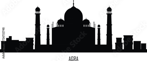 Agra, agra landmarks, agra skyline, ancient, antique, architecture, attraction, belfry, black, bridge, buildings, city, cityscape, colorful, design, famous, flat style, front, futuristic, geometric, h