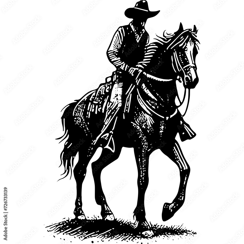 Fototapeta premium Cowboy Riding A Horse