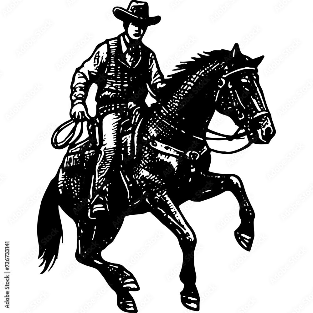 Fototapeta premium Cowboy Riding A Horse 