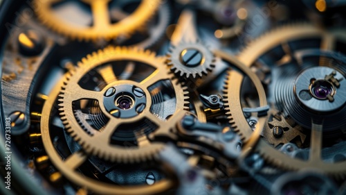 Macro shot of the intricate gears and mechanics inside a mechanical watch, illustrating the art of horology for National Watch Day