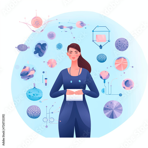 FemTech, medical professional studying symptoms of menopause, fertility, vector illustration.  photo
