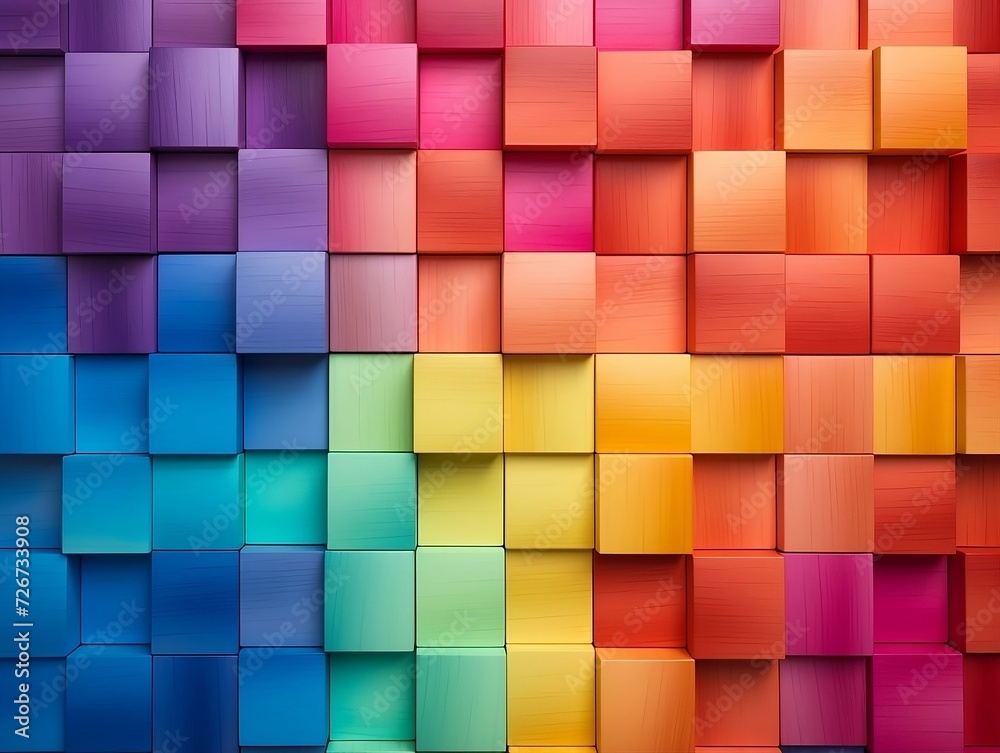 Colorful wooden block board art