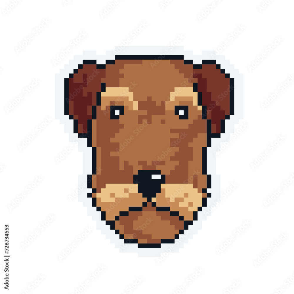 Fototapeta premium Welsh Terrier - Cute Kawaii Cartoon Pixel Art Dog Icon Vector
