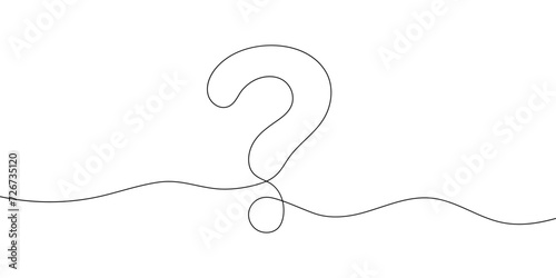 The question mark is linear. Drawn with one continuous line. Vector illustration