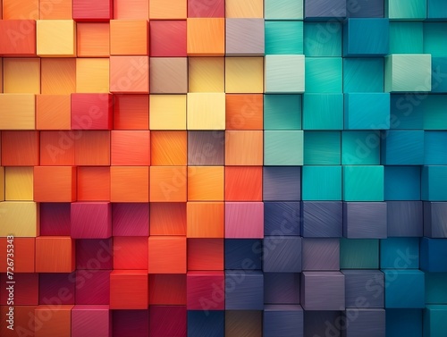 Colorful wooden block board art