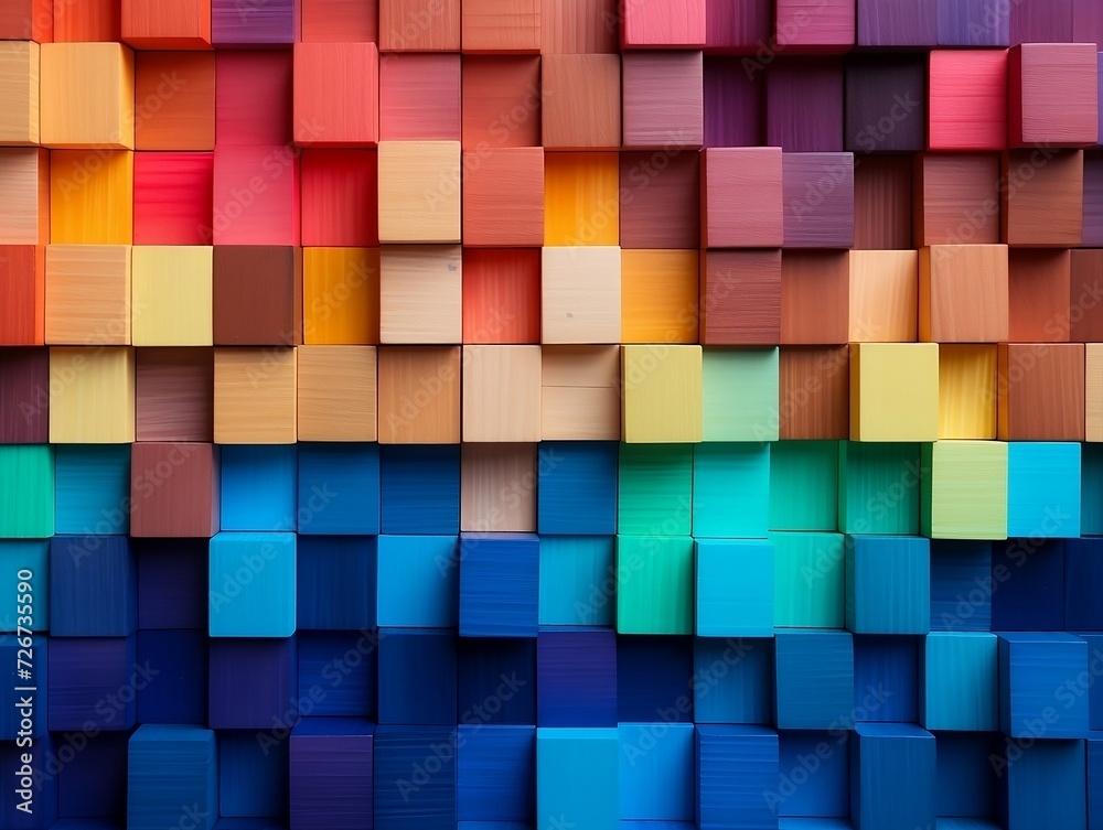 Colorful wooden block board art Colorful wooden block board art