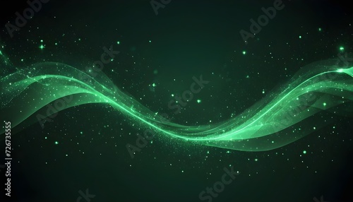 Abstract background with green and gold particle and green shiny star dust, Christmas feeling, Holiday concept. Violet texture, sparkle postcard. Generative AI