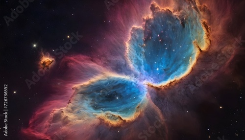 Nebula, Colorful space galaxy cloud nebula Stary night cosmos Universe science astronomy Supernova background wallpaper. Generative AI