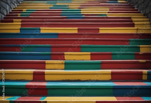 Red, yellow, blue and green painted multicolor steps