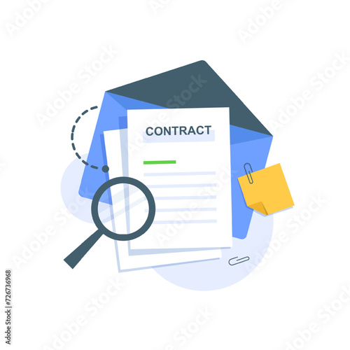 File searching concept, Metaphor of paperwork, searching for information and collecting statistics,Magnifying glass lies on documents