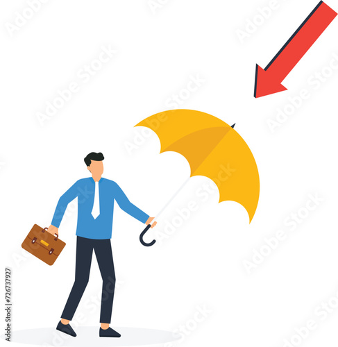 Protection or defensive stock in economy crisis or market crash, Business resilient to survive difficulty or insurance concept,
