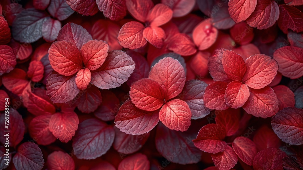  a close up of a bunch of red flowers with green leaves on the top of the petals and on the bottom of the petals.