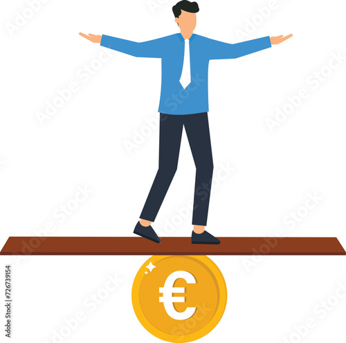 Inflation in Europe causing by energy shortage, interest rate policy to reduce inflation, Euro recession or money devaluation concept,
