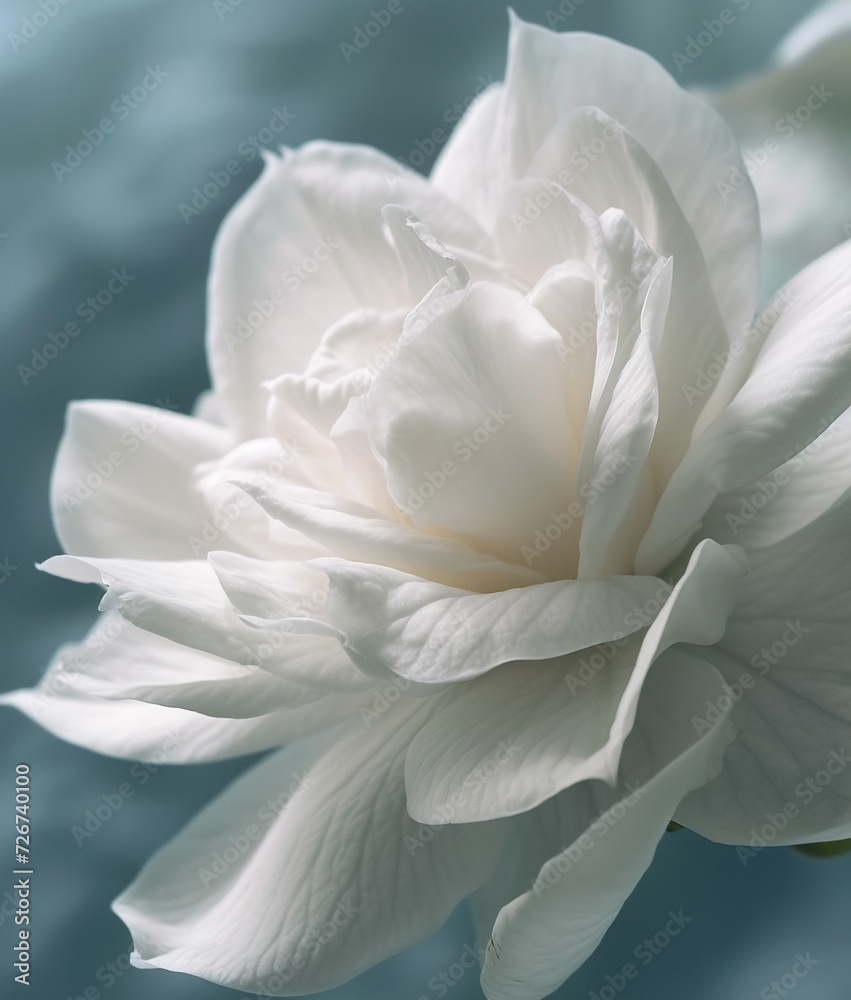 Fototapeta premium Fresh white gardenia flower, close-up.