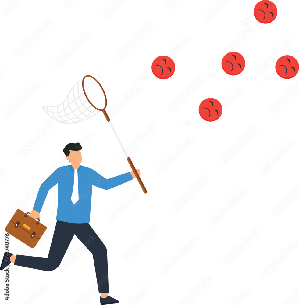Businessman catching bad reactions and Handling criticism for business success concept,
Businessman catching bad reactions and Handling criticism for business success concept,