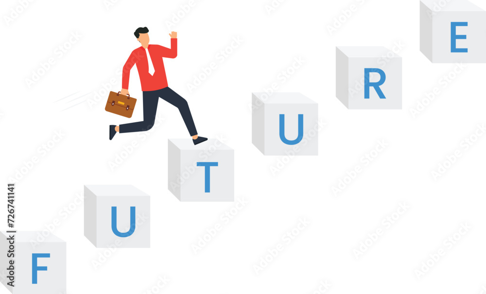 Businessman going for the better future, Challenge to achieve success or leadership to overcome difficulty concept,
Businessman going for the better future, Challenge to achieve success or leadership to overcome difficulty concept,