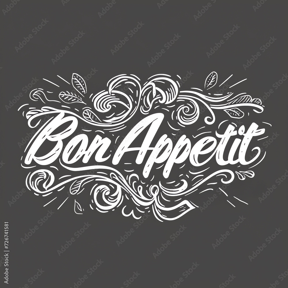 Bon Appetit. Hand drawn lettering with decorative elements. Vector illustration. Bon Appetit. Hand drawn lettering with decorative elements. Vector illustration.