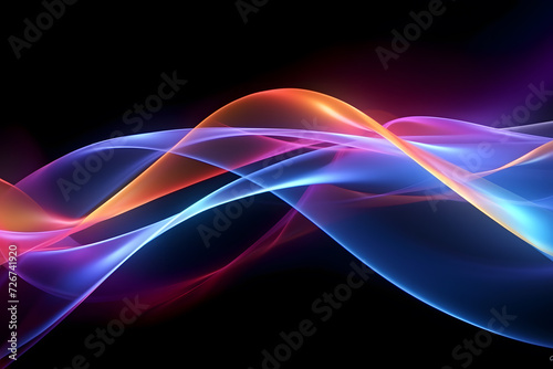 Abstract Light Waves on Dark Background.