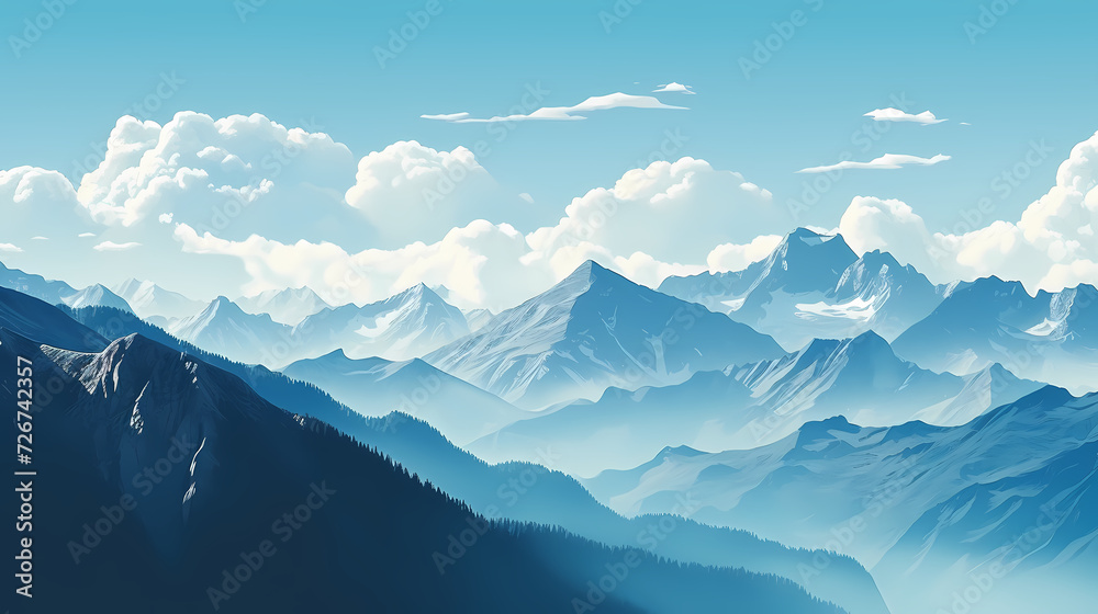 Stunning mountains, panoramic peaks PPT background