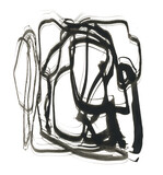 Hand drawn scrawl sketch black ink wave hand drawn blot.design element. Texture art abstract background..
