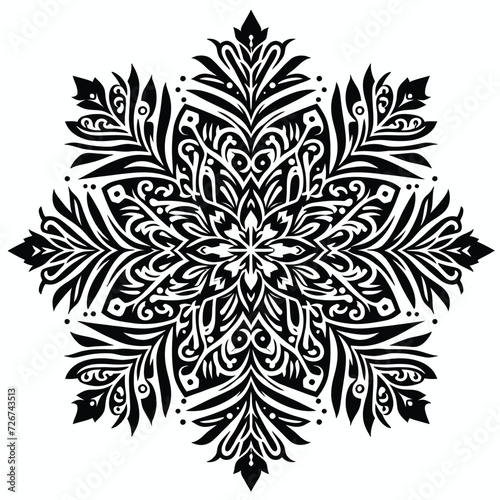 snowflake winter season vector art black ink solid