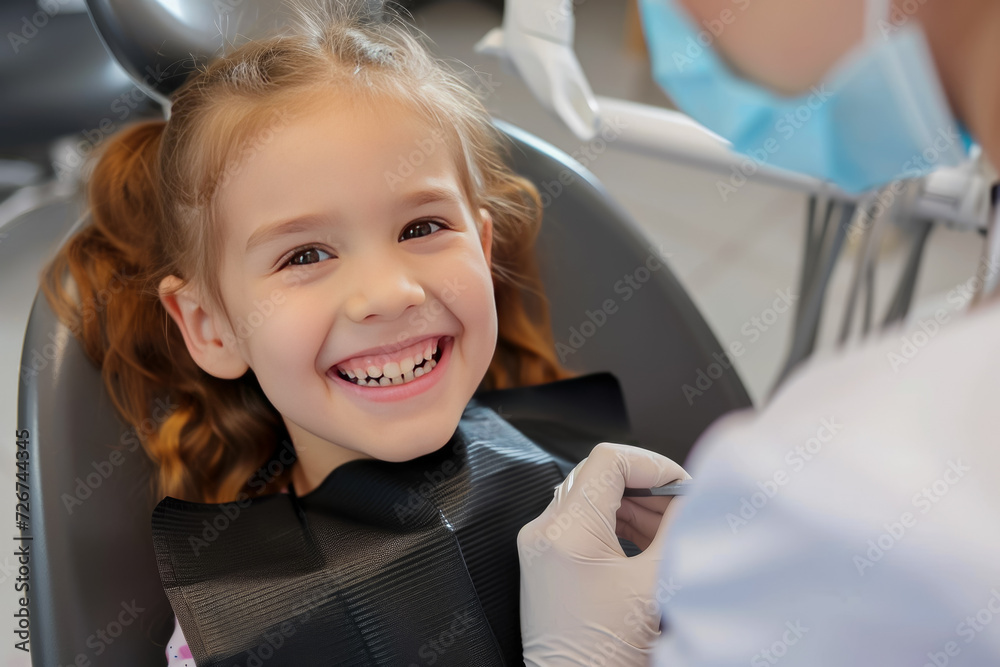 child sitting in a dental chair with a dentist examining their teeth child sitting in a dental chair with a dentist examining their teeth