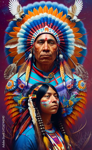 Indio, apache, plumas, comache, oeste, étnico, cultura, hombre photo