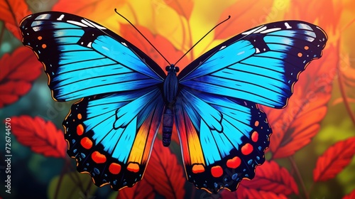Macro detail to colorful butterfly on the flower as illustration, nature concept © Khaligo